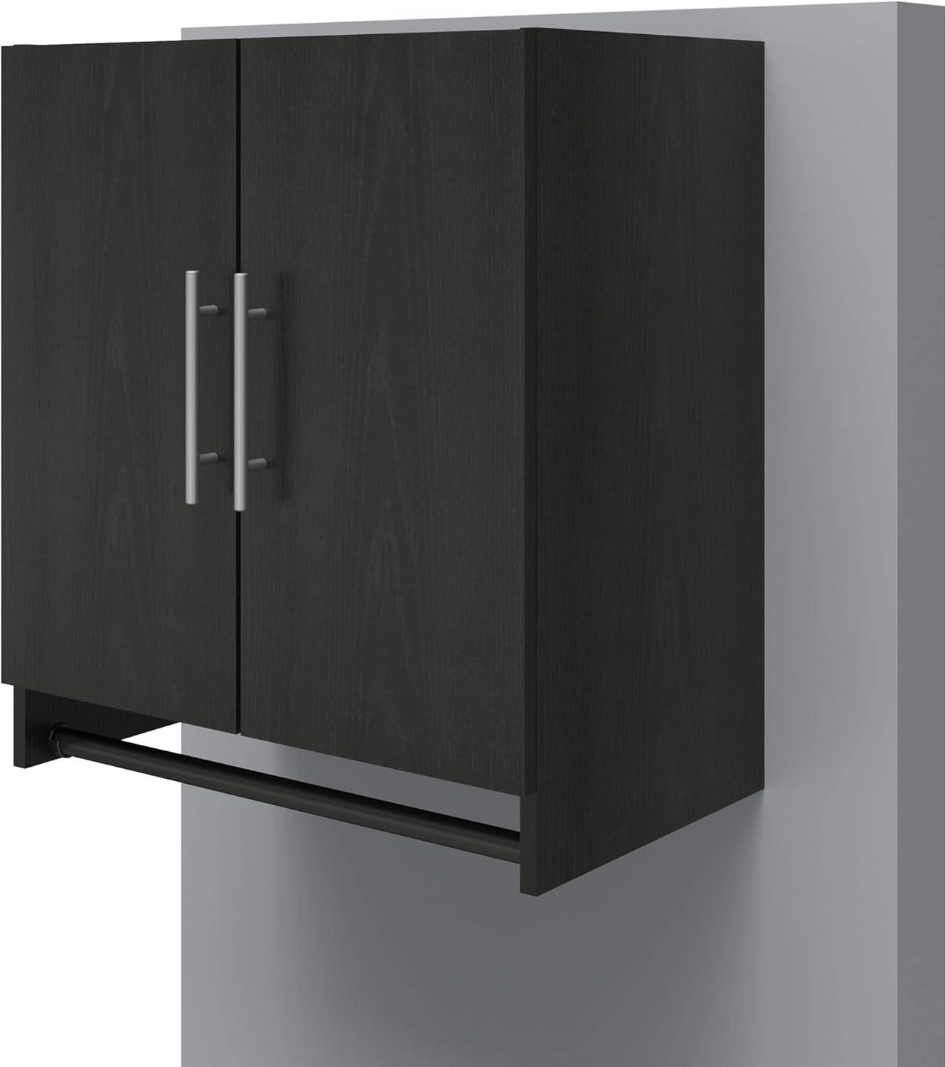 Camberly Black Oak Wall-Mounted Cabinet with Hanging Rod