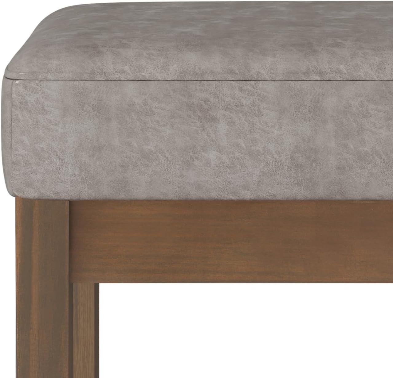 Simpli Home Milltown Ottoman Bench with Upholstered Seat and Solid Wood Frame