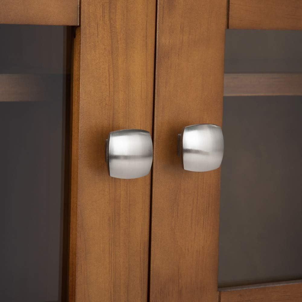 Simpli Home Acadian Solid Wood Shelf Storage Cabinet with Glass Doors and Adjustable Shelves