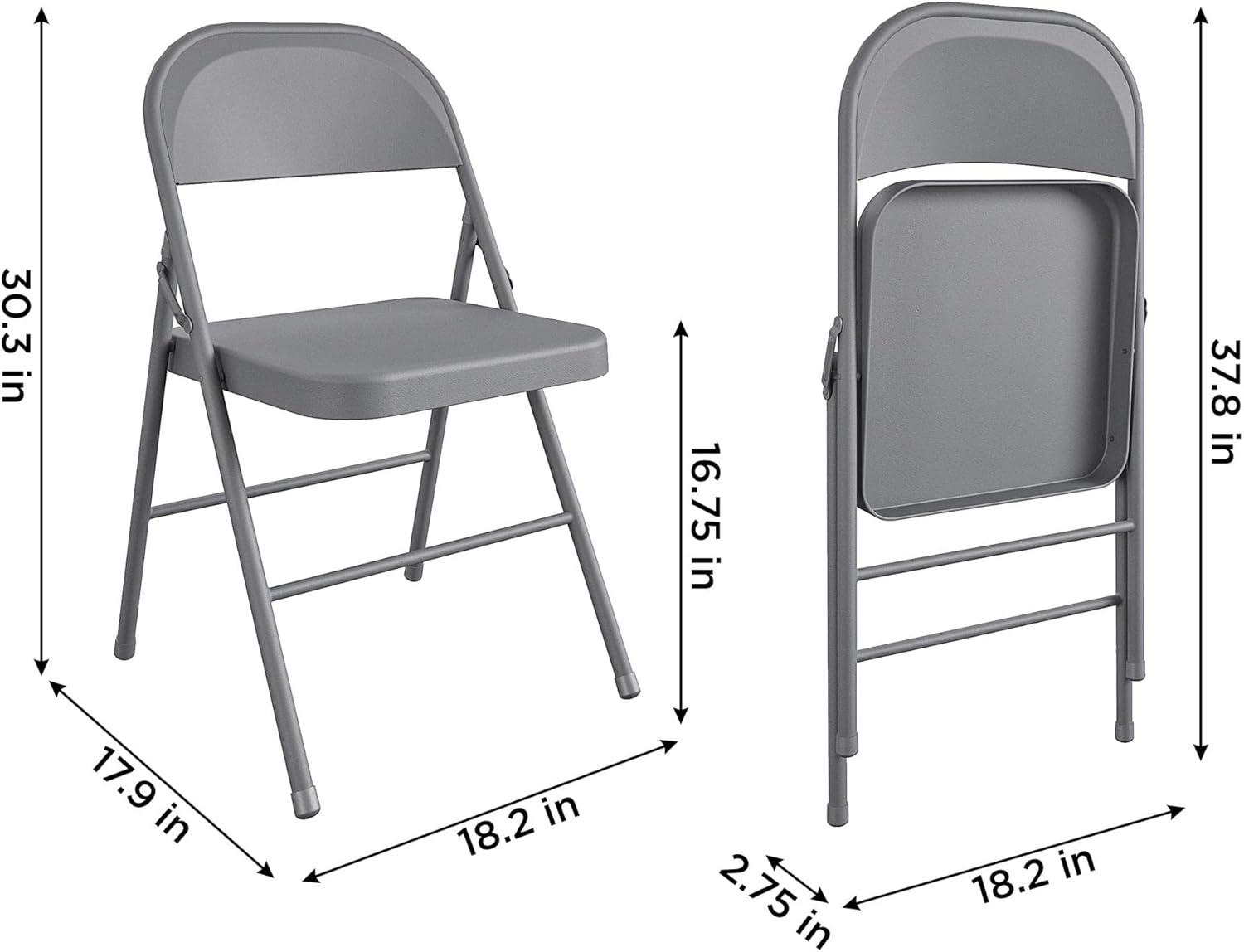 COSCO All- Steel Folding Chair, 4-Pack, Gray
