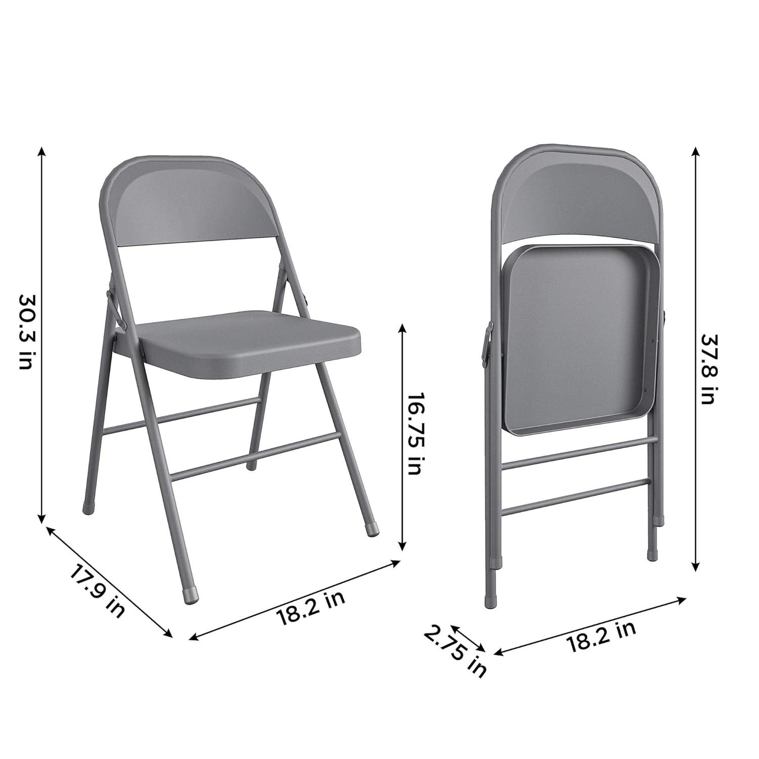 COSCO All- Steel Folding Chair, 4-Pack, Gray