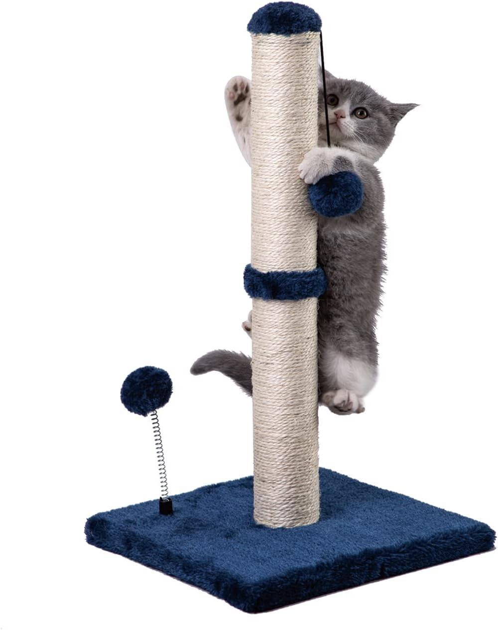 Sisal Scratch Posts with Hanging Ball 22in for Kittens Navy