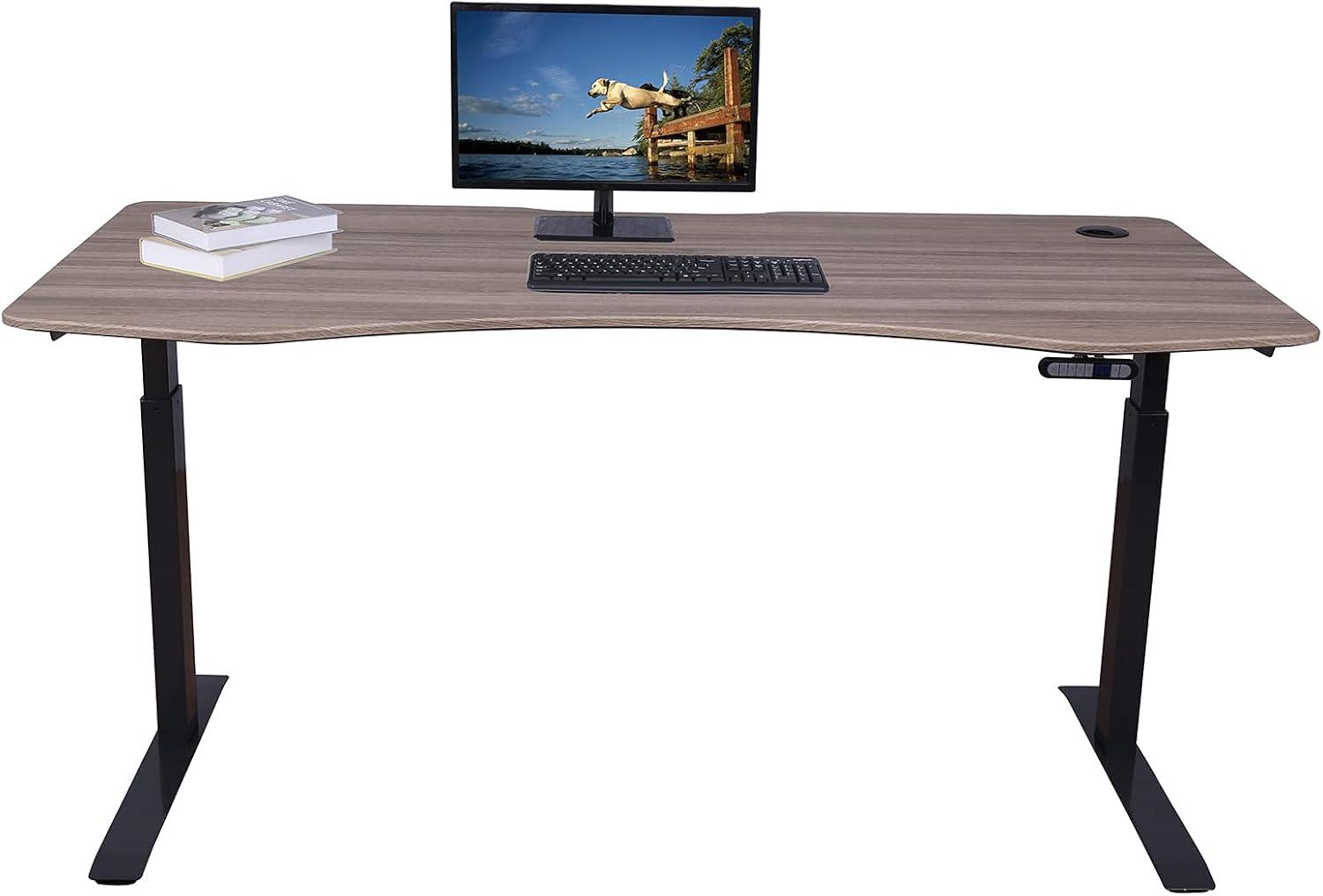ApexDesk Elite Pro Series 71" x 33" Electric Height Adjustable Stand up Desk, Sit Stand Home Office Desk, Computer Desk - Curved Teakwood