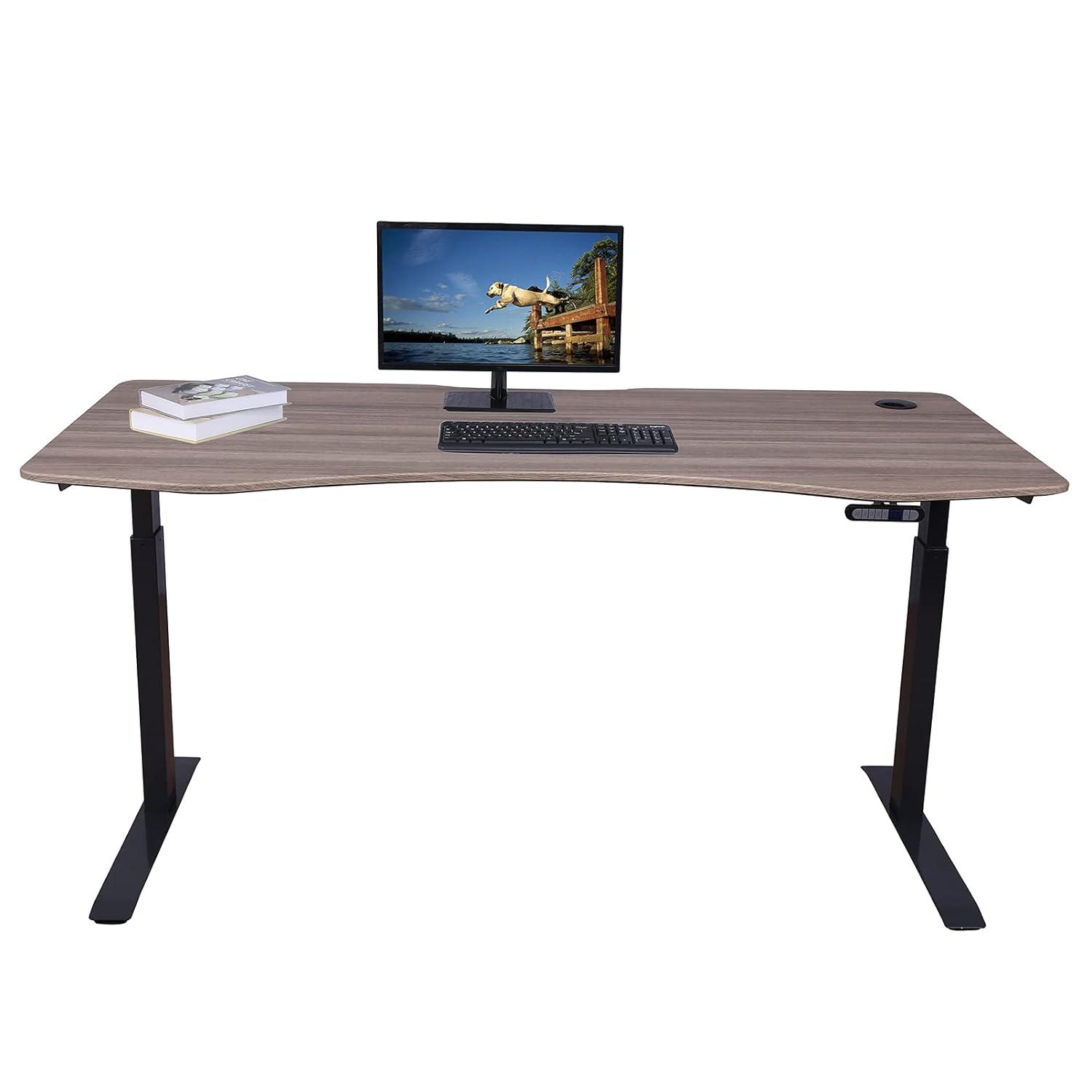 ApexDesk Elite Pro Series 71" x 33" Electric Height Adjustable Stand up Desk, Sit Stand Home Office Desk, Computer Desk - Curved Teakwood