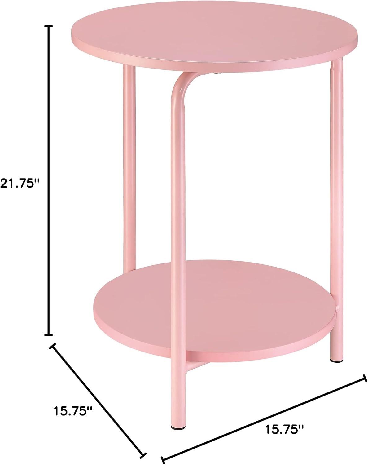 OSP Home Furnishings Elgin Metal Accent Table in Pink