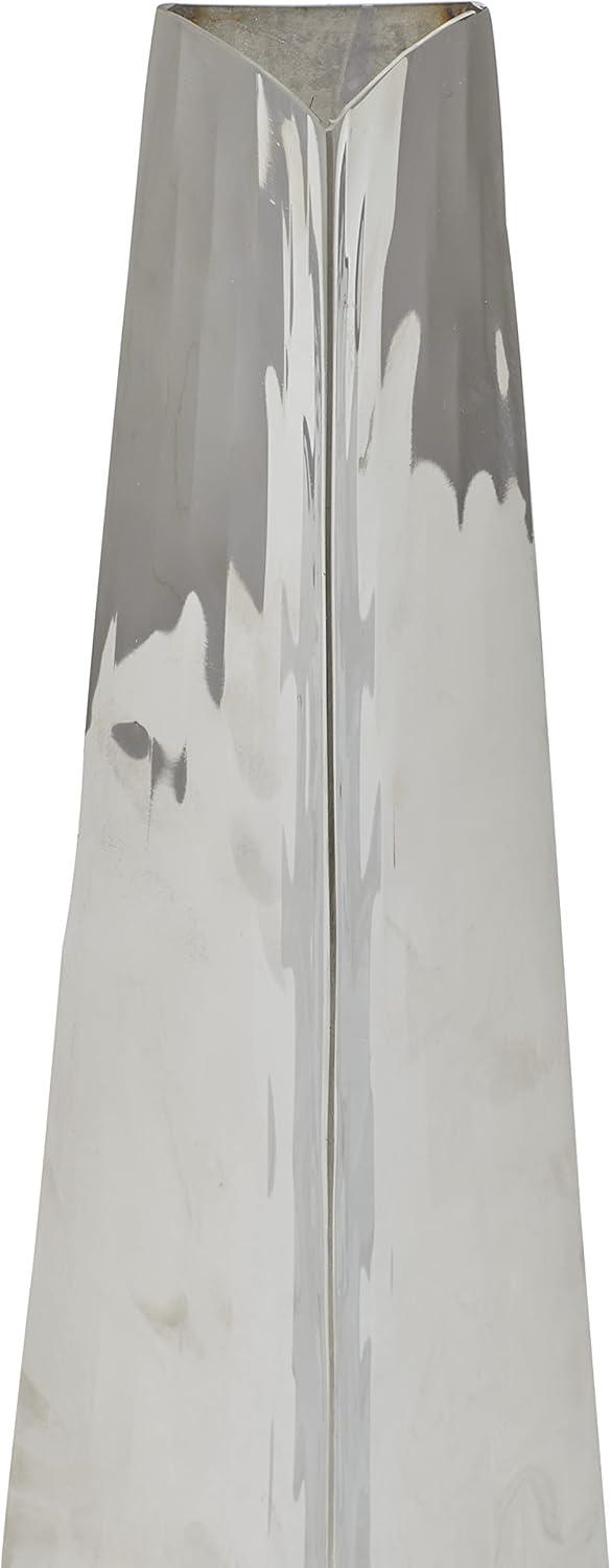 15" Hammered Silver Stainless Steel Pyramid Vase