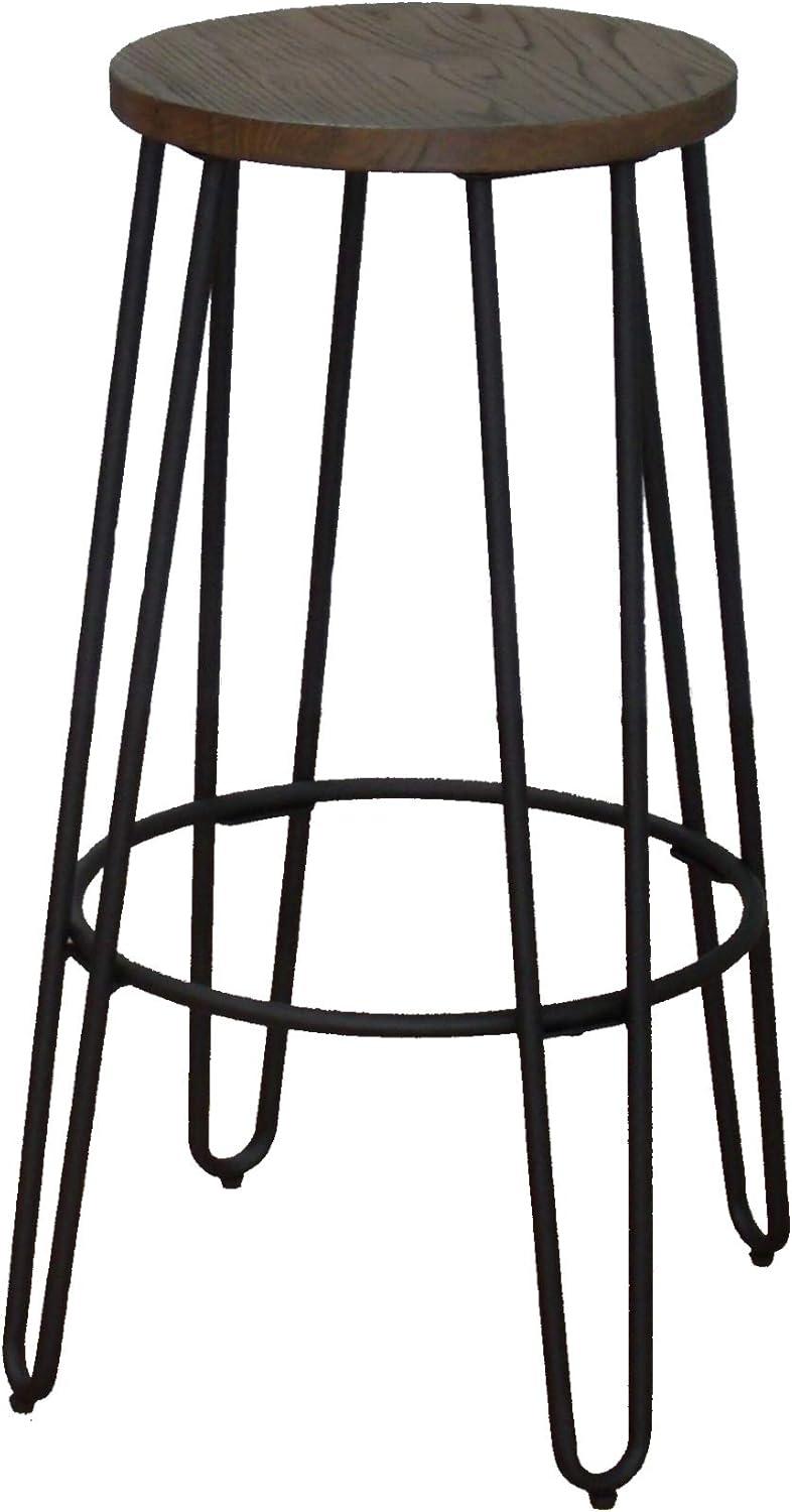 30'' Quinn Industrial Chic Backless Barstool in Black Wood and Metal