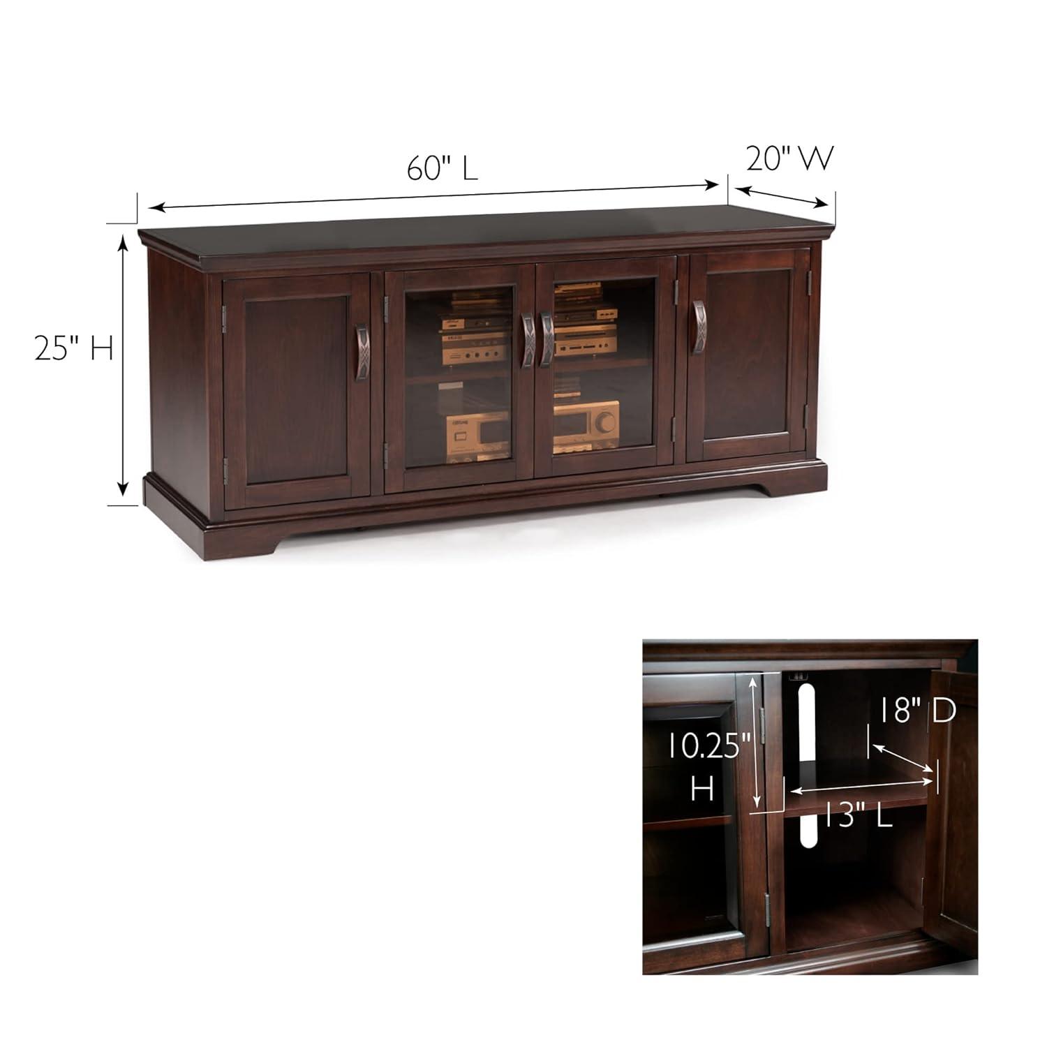 Leick Home 81360 Three Door TV Stand with Bronze Glass for 60" TV's, Chocolate Cherry