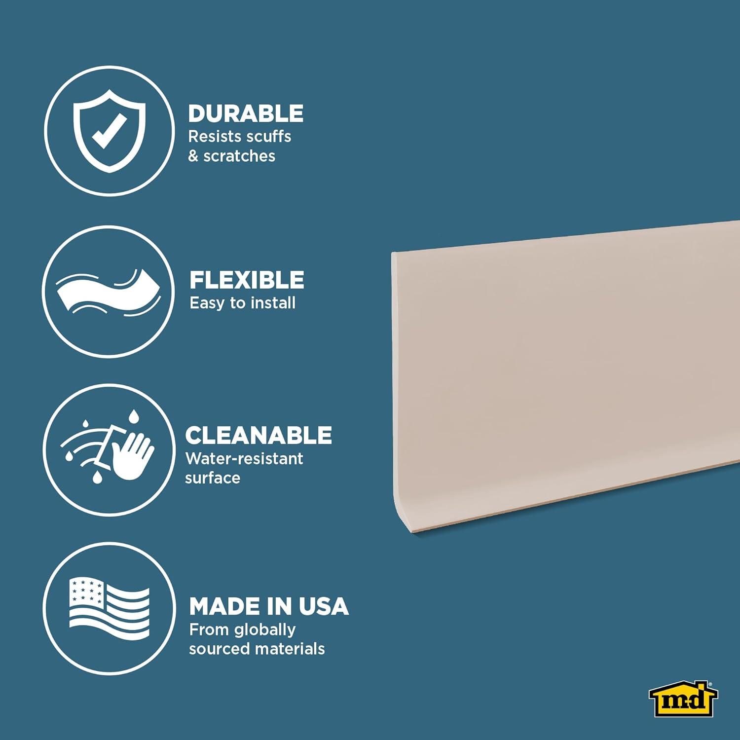 M-D Building Products 23647 4 in. x 48 in. Desert Beige Self-Stick Vinyl Wall Base