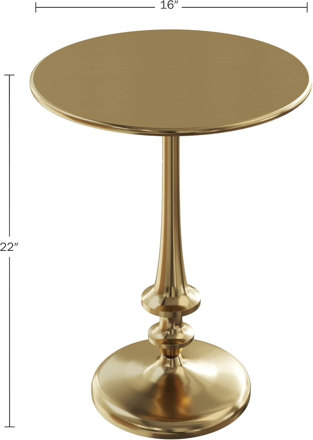 Side Table - Iron Pedestal Table with Antiqued Brass Finish for Couch, Loveseat, Entryway, or Bed - Vintage Living Room Furniture by Lavish Home