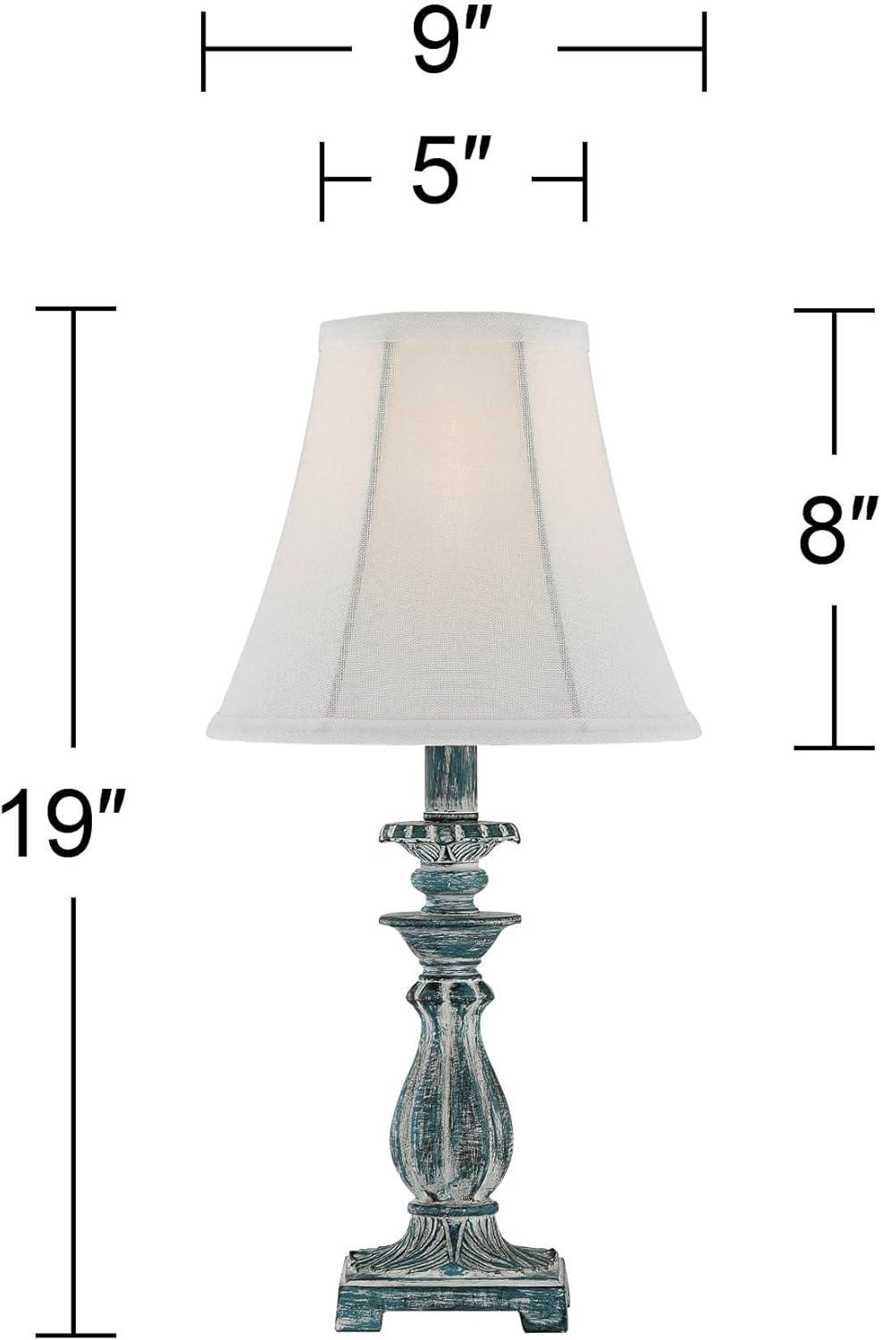 Regency Hill Cali Traditional Accent Table Lamps 19" High Set of 2 Antique Blue White Bell Shade for Bedroom Living Room Bedside Nightstand Office