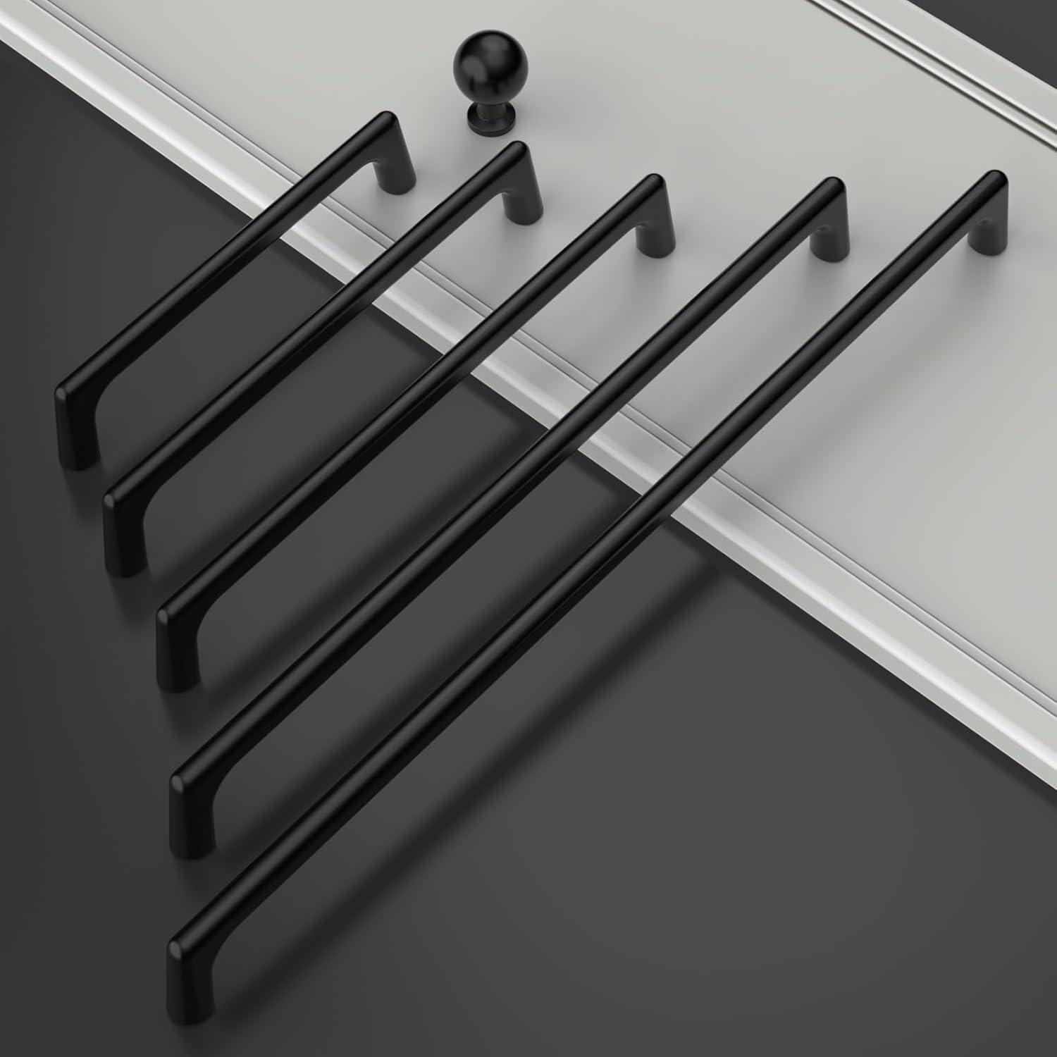 Matte Black Zinc Modern Cabinet Bar Pulls with Mounting Hardware