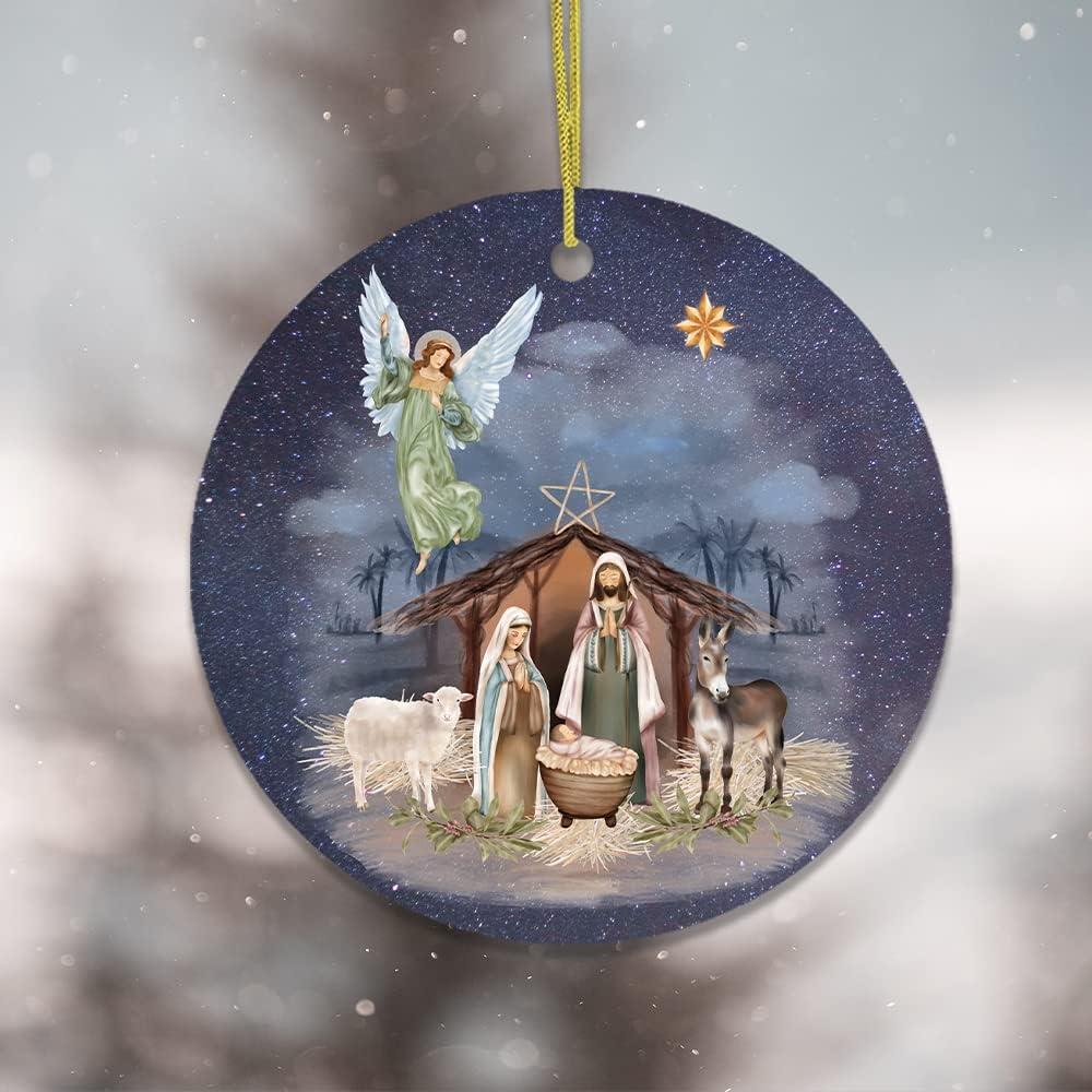 Mary Nativity Night Art Illustration Christmas Ornament| OrnamentallyYou