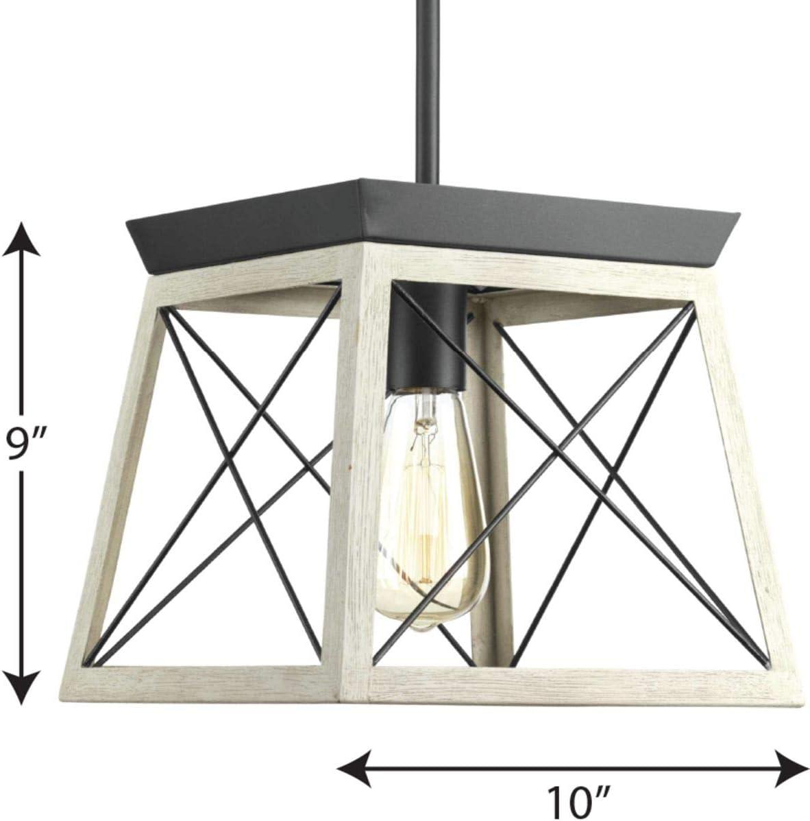 Progress Lighting Briarwood 1-Light Mini-Pendant, Steel, Graphite Finish, Faux-Painted Wood Enclosure