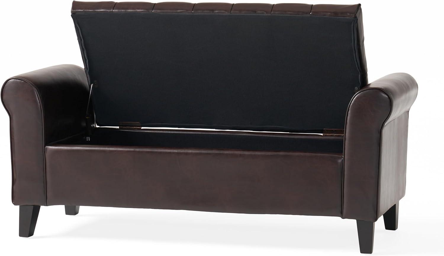 Noble House Sheffield Rectangular Lift Top Ottoman, Brown