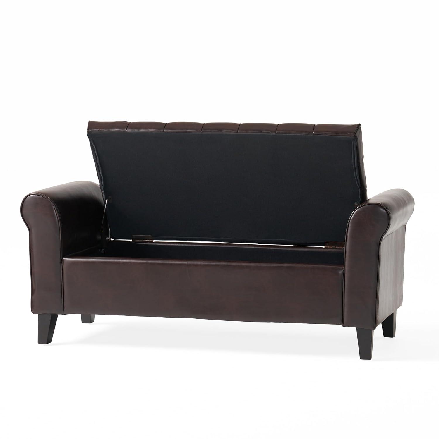 Noble House Sheffield Rectangular Lift Top Ottoman, Brown