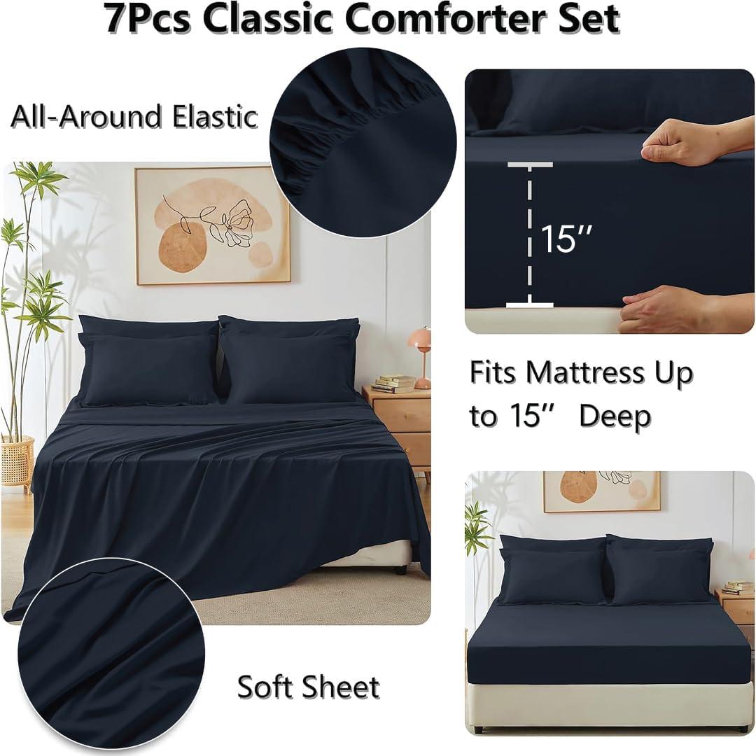 Sweet Home Collection All Season Bed-in-A-Bag 5pc/7pc Solid Color Comforter & Sheet Set Ultra Soft Bedding by Sweet Home Collection