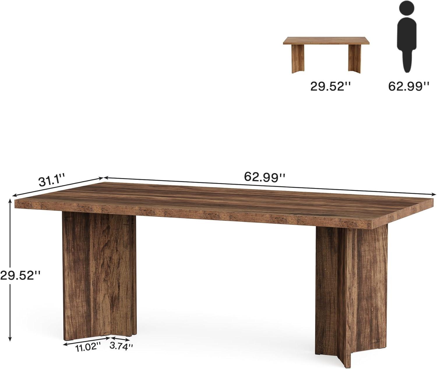 Walnut Brown 63" Adjustable Height Executive Wood Desk