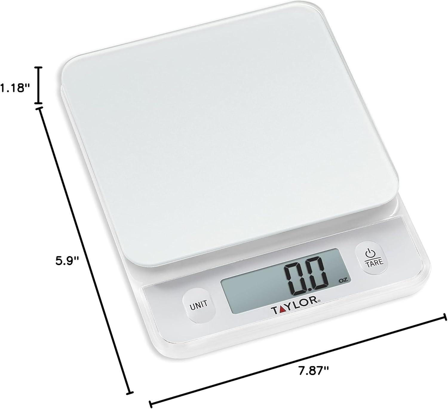 Taylor Digital Kitchen Glass Top 11lb Food Scale Silver