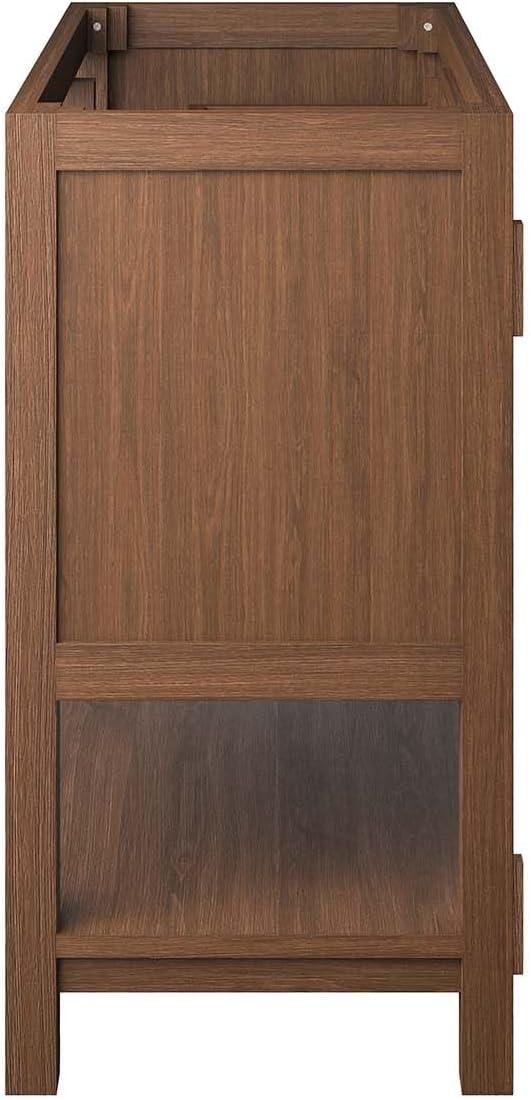 Ashlyn 36" Walnut Wood Bathroom Vanity Cabinet with Open Shelf