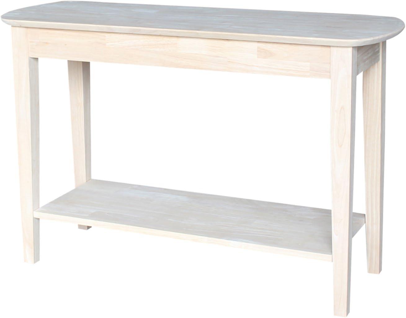 International Concepts Philips Oval Sofa Table Unfinished: Hardwood Accent Table with Drawer & Shelf