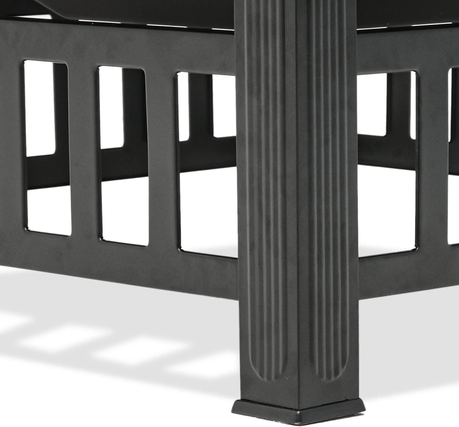 MoNiBloom 32" Fire Pit for Outside, Wood Burning Fire Pit Table with Screen Lid, Poker and Log Grate, Outdoor Fire Pit for Backyard Patio Garden, Black