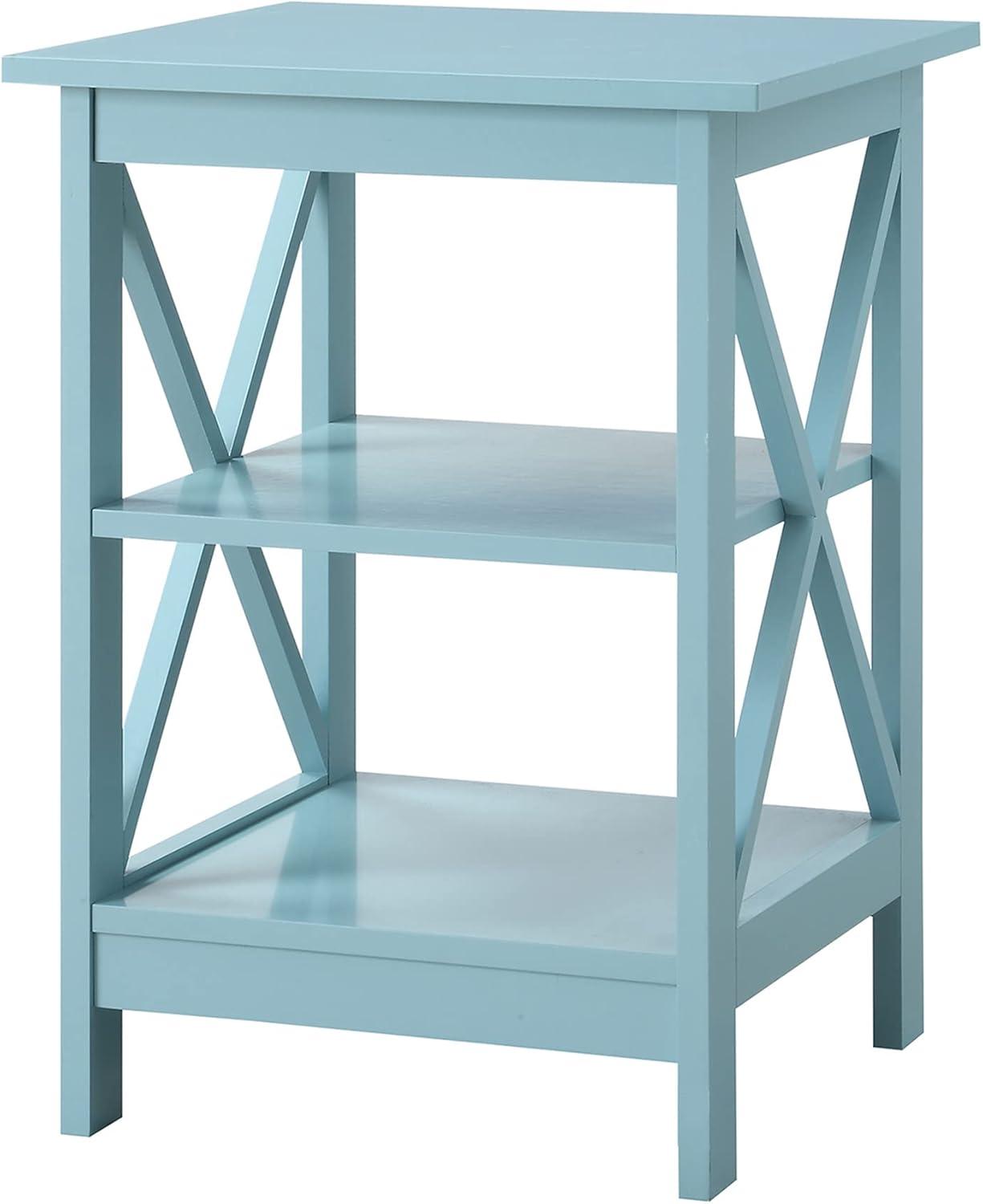 Sea Foam 16" Square Wood End Table with Shelves