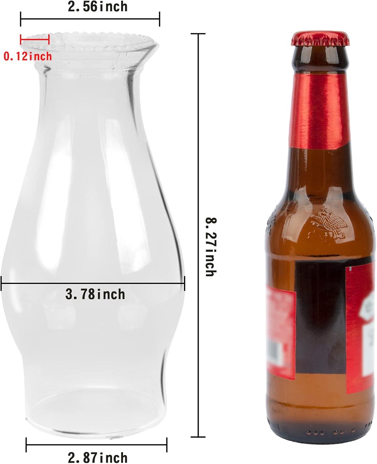 Oil Lamp Chimney Hurricane Lamp Glass Replacement Clear 3 Inch Base for Kerosene Lamp Shade(Flat Style 1P)