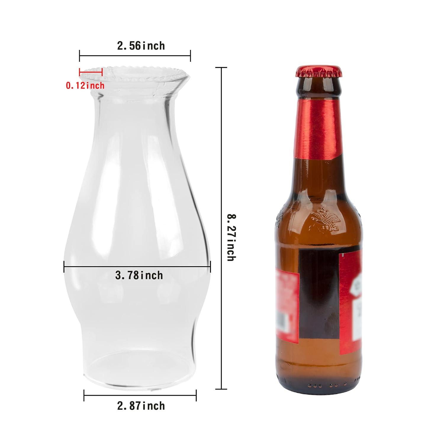 Oil Lamp Chimney Hurricane Lamp Glass Replacement Clear 3 Inch Base for Kerosene Lamp Shade(Flat Style 1P)