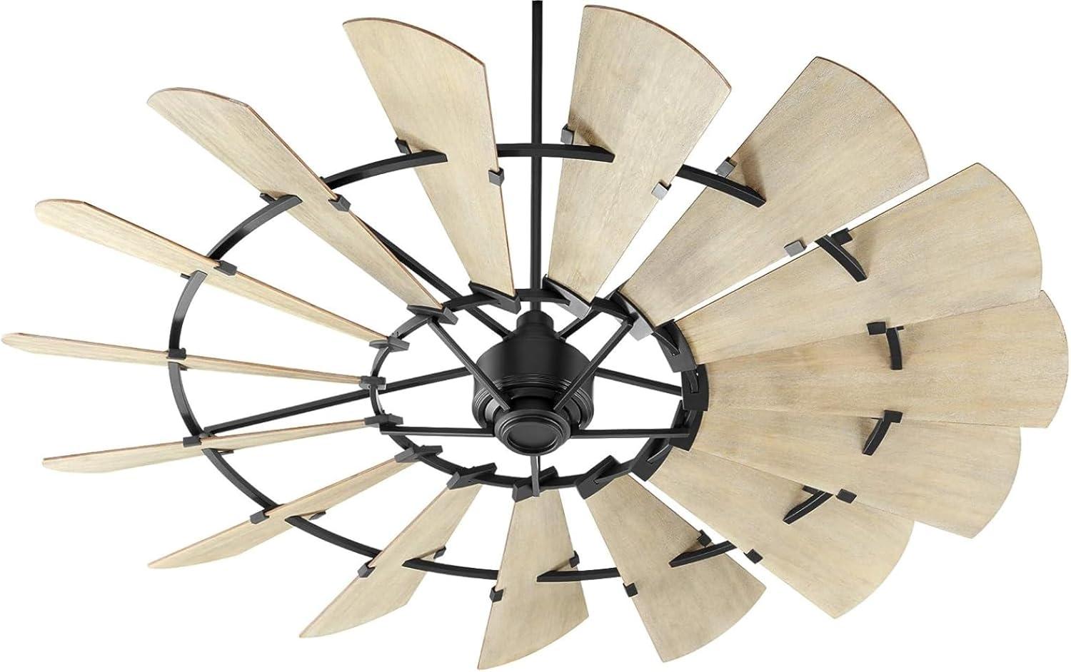 Noir and Weathered Oak 72" 15-Blade Ceiling Fan