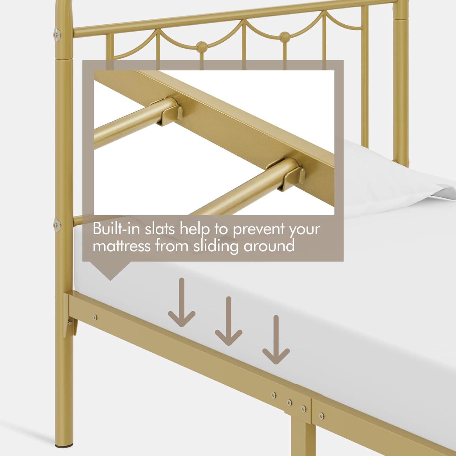 Laurel Foundry Modern Farmhouse® Dravin Metal Platform Bed Frame with Vintage Headboard and Footboard