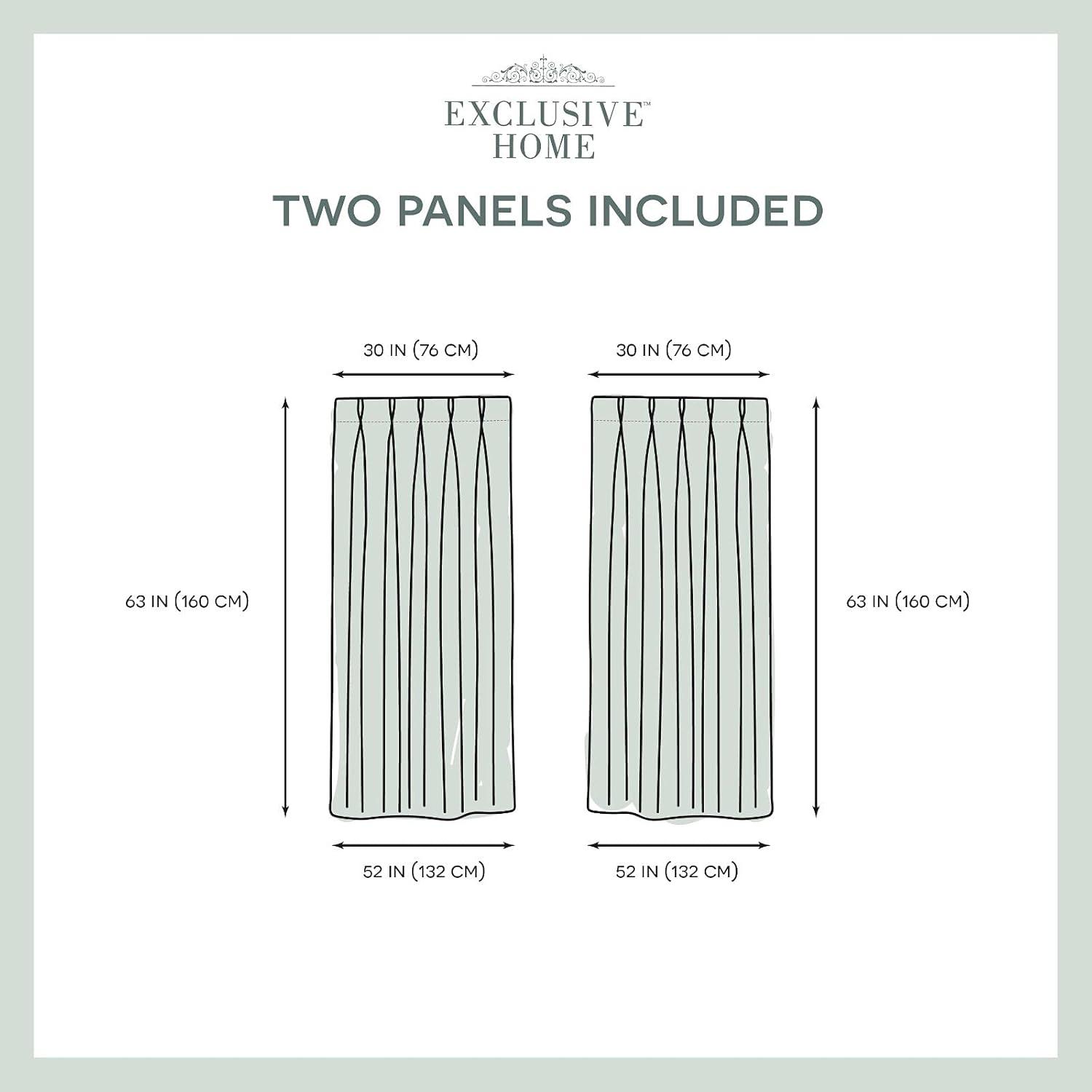 Exclusive Home Sateen Twill Woven Room Darkening Blackout Pinch Pleat/Hidden Tab Top Curtain Panel Pair, 63" Length, Silver