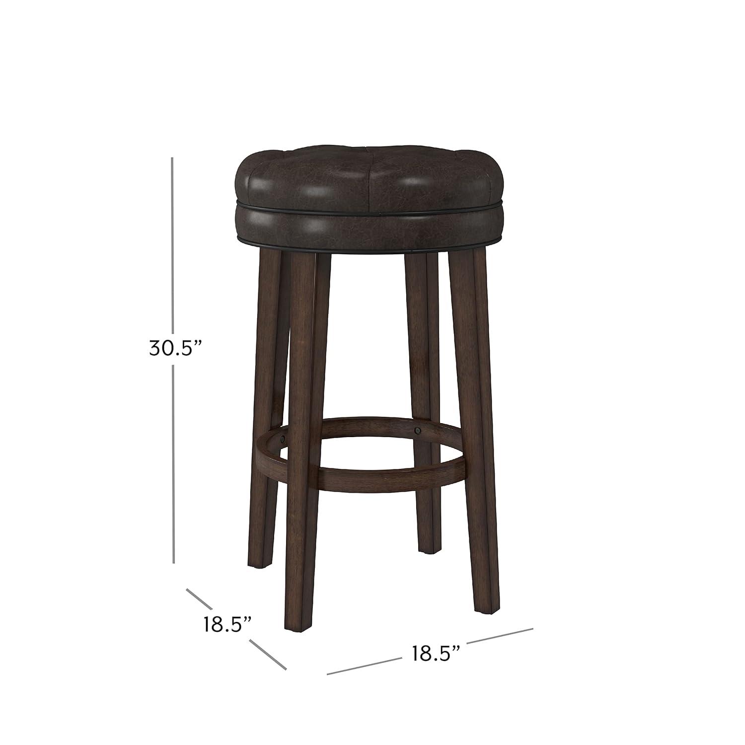 Hillsdale Krauss Backless Swivel Bar Height Stool, Dark Brown