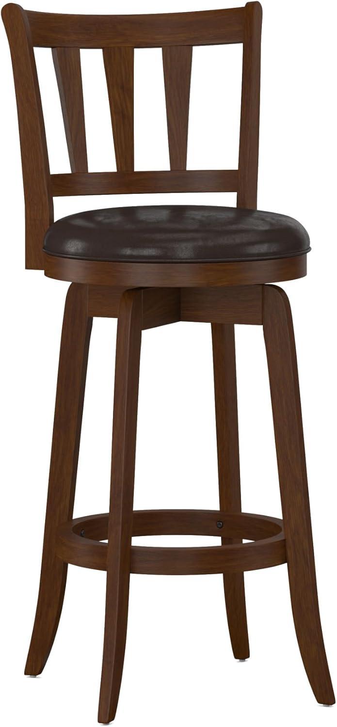 29.5" Presque Isle Swivel Barstool Cherry/Brown - Hillsdale Furniture: Padded High-Back with Footrest