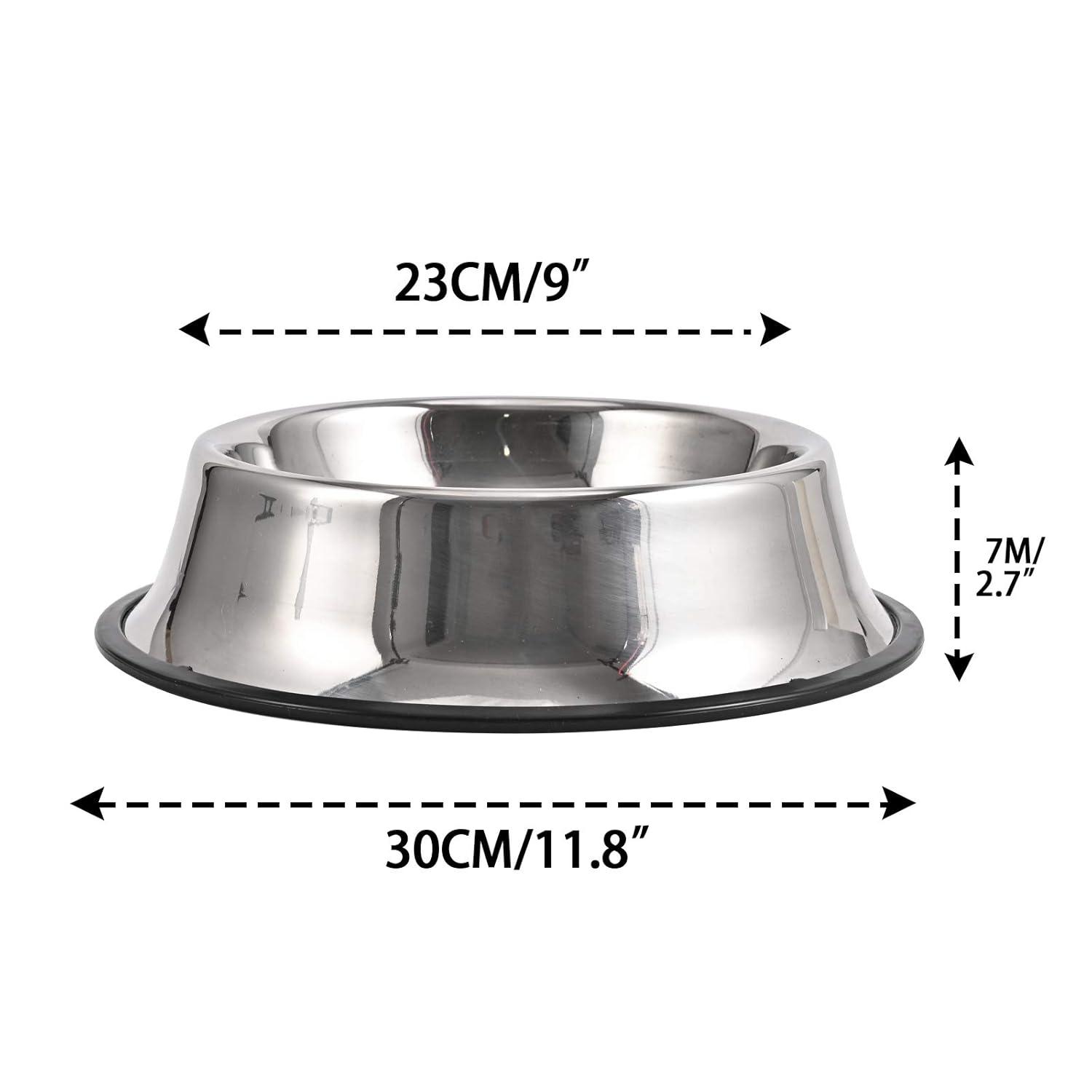 2 pack stainless steel dog bowl with non slip rubber base for small/medium/large pets, perfect dishes, pet feeder bowl and water bowl, suitable for puppies, kittens, and kittens (8 oz)