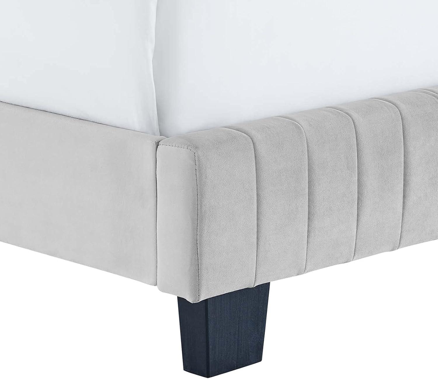 Modway Celine Channel Tufted Performance Velvet King Bed in Light Gray