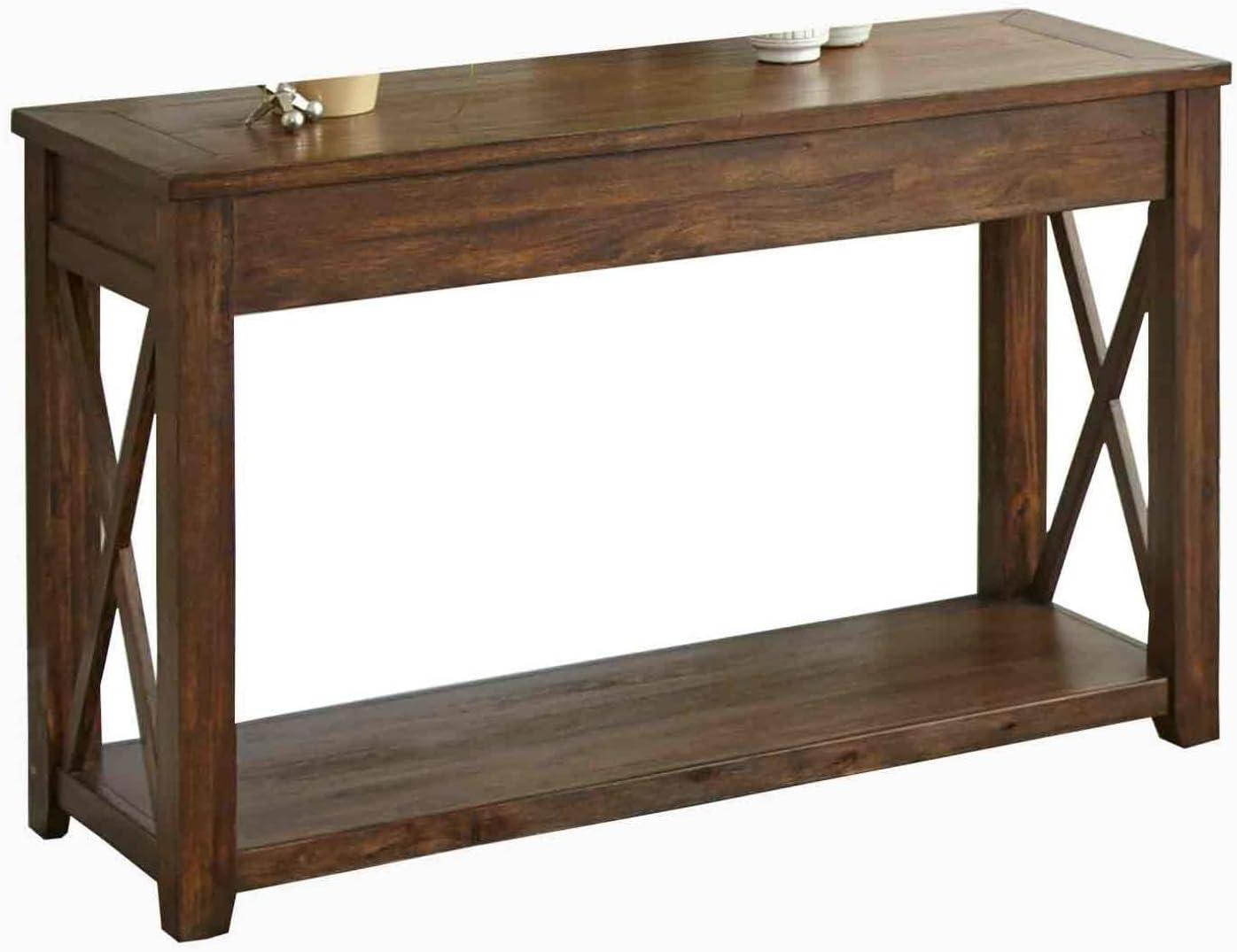 Steve Silver Rustic Lenka Sofa Table Mocha Finish: Hardwood Frame, Acacia Veneer, Entryway Console