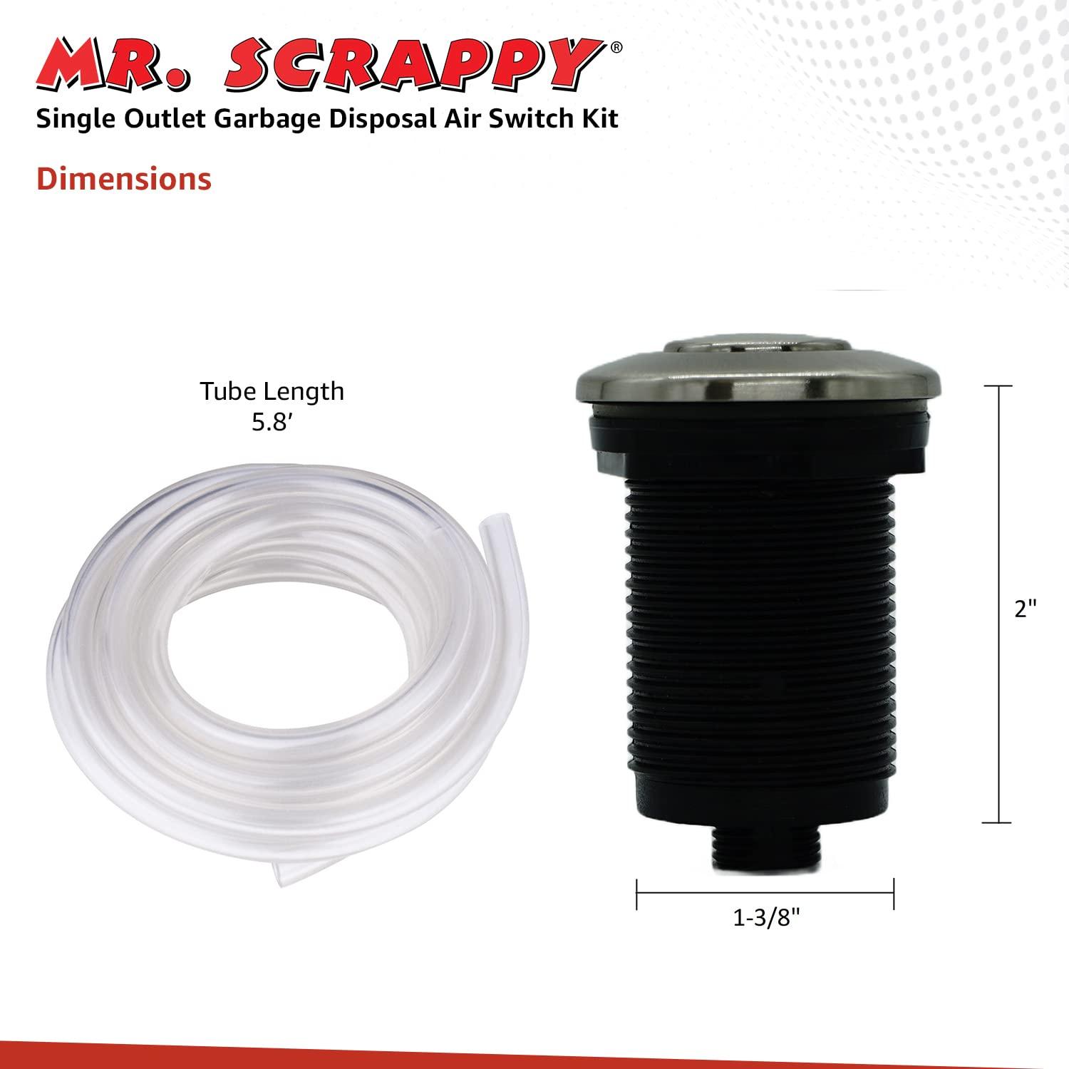 Mr. Scrappy Garbage Disposal Air Switch Kit with Brushed Nickel Push Button, Power Box, and Air Tube