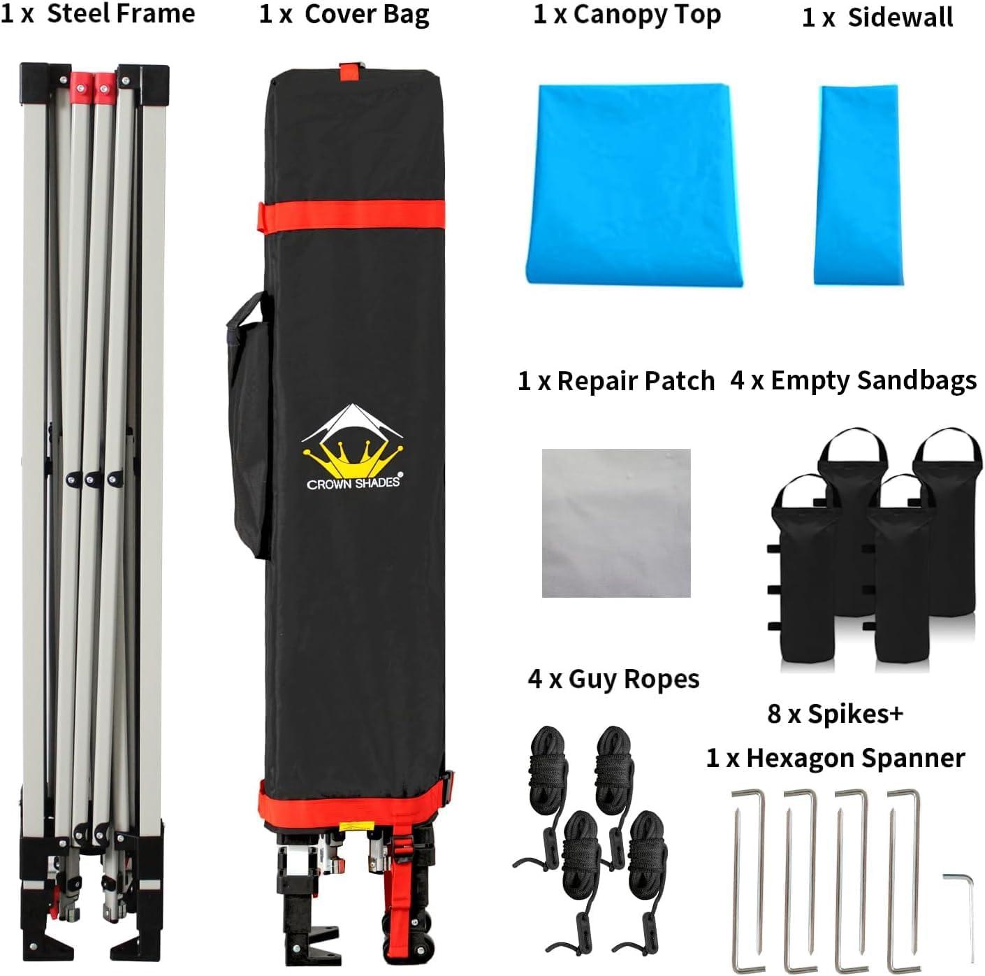 8x8 Recreational Centerlok Canopy & 1 Sidewall - Sto 'N Go, Silver Coated, 150D - RS64F-S1 Blue