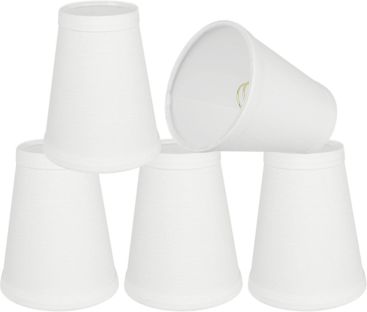Aspen Creative 32080-5 Small Hardback Empire Shape Chandelier Clip-On Lamp Shade Set (5 Pack), Transitional Design in Off White, 4" bottom width (2.5" x 4" x 5")