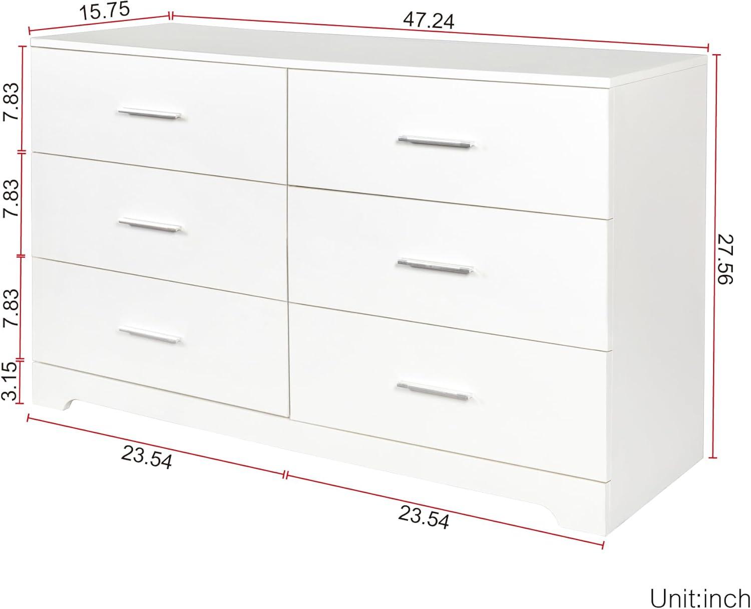 White Double Dresser with Extra Deep Drawers