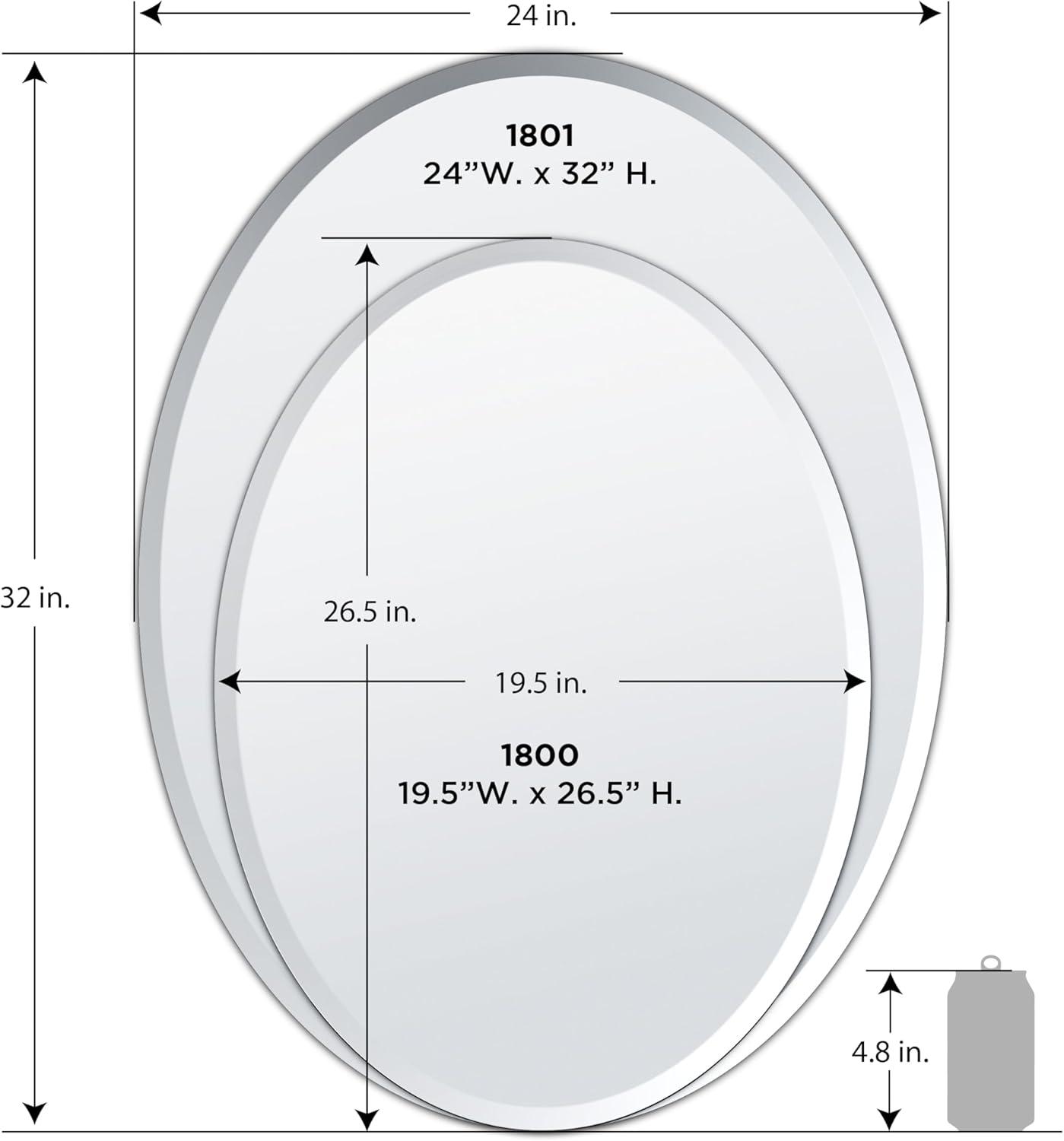 Flush Mount 26.5"H Frameless Oval Mirror