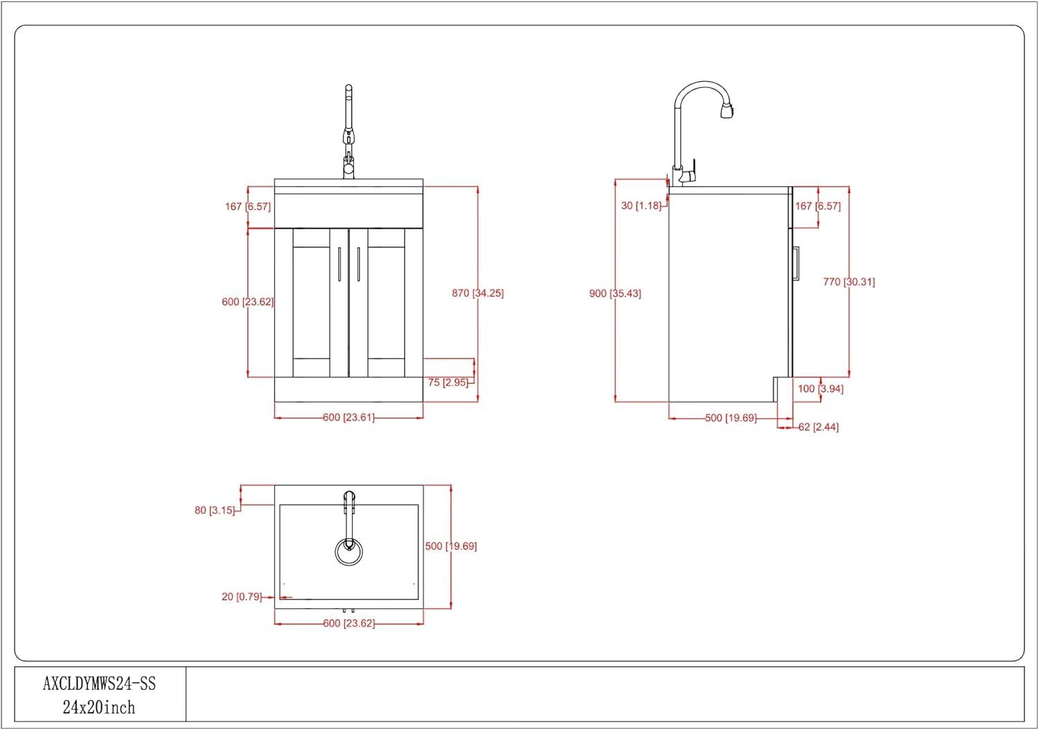 Modern Wide Shaker 24" Utility Sink & Cabinet