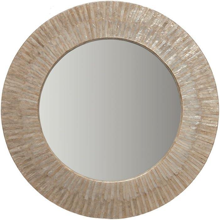 24" Gold Capiz Seashell Round Wall Mirror