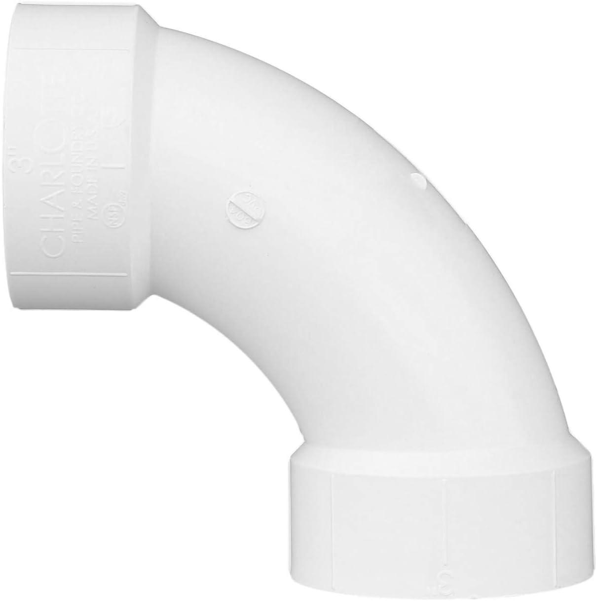 Plastic Pipe Fitting, DWV  Long Sweep Elbow, 90 Degree, PVC, 3-In.