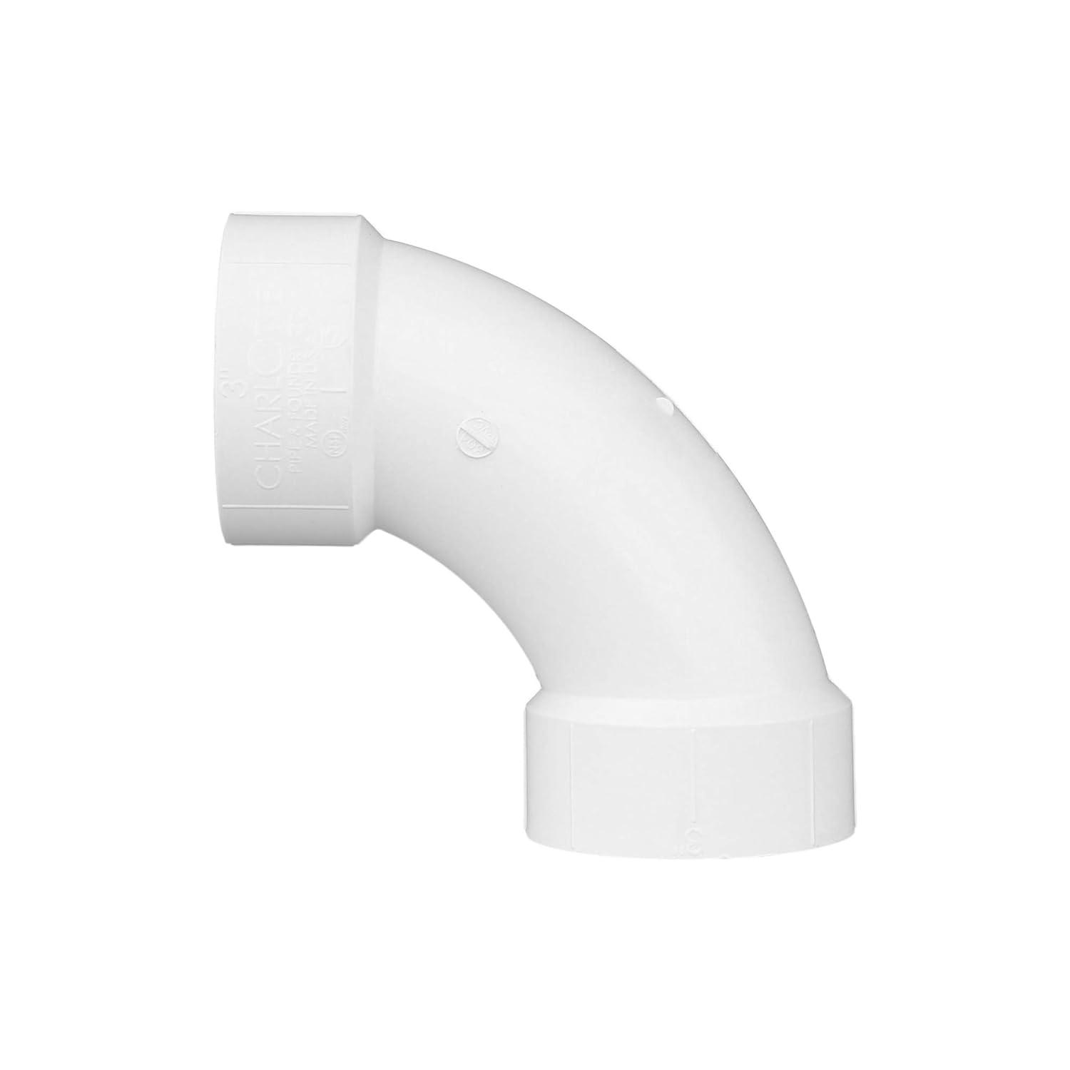 Plastic Pipe Fitting, DWV  Long Sweep Elbow, 90 Degree, PVC, 3-In.