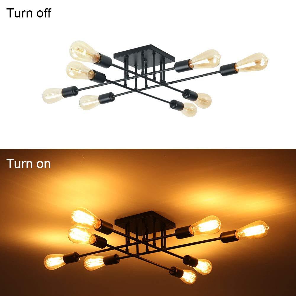 Aiwen 8 Lights Metal Sputnik Semi Flush Mount Ceiling Lamp Modern Home Decoration Light Fixture