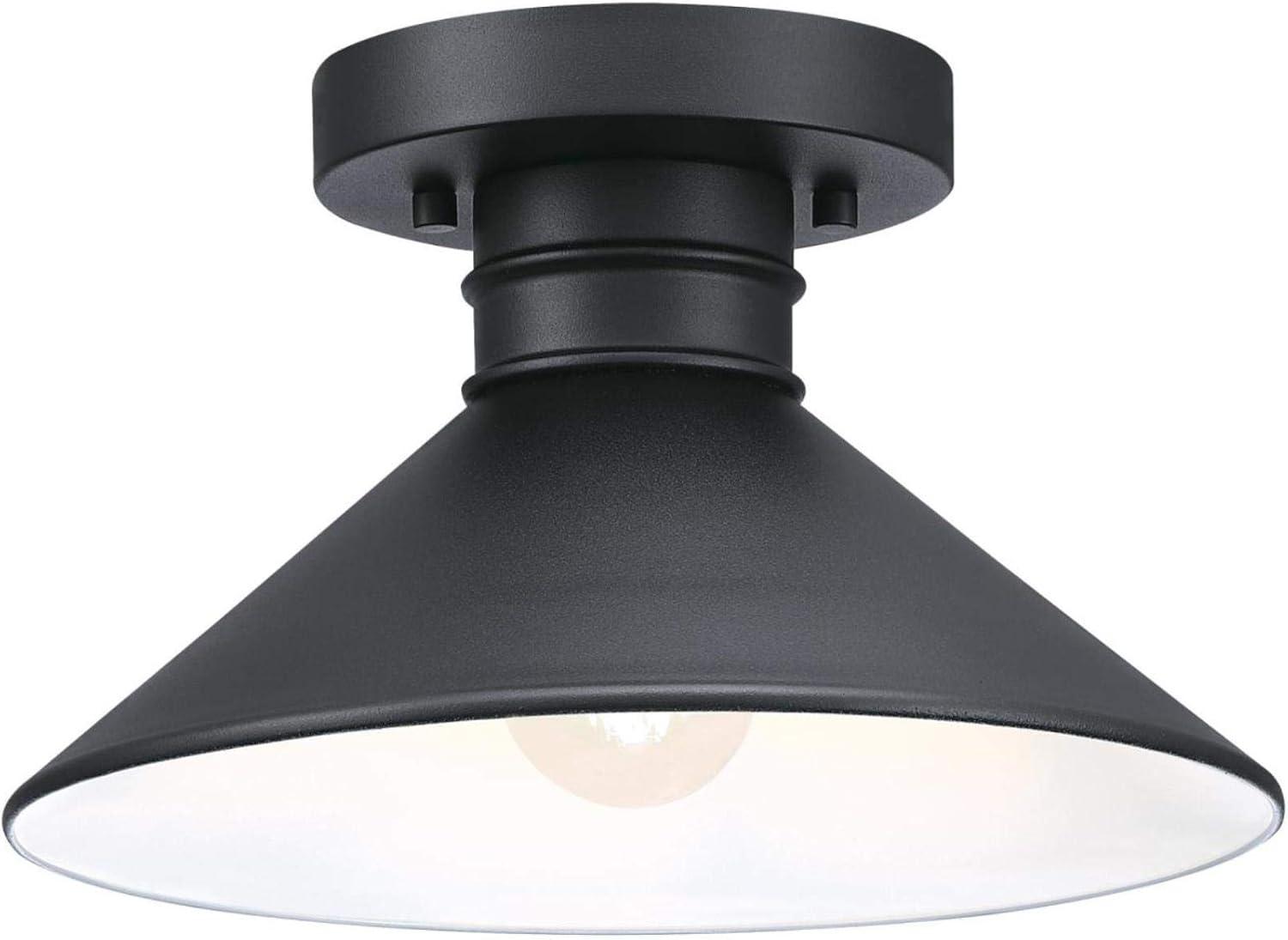 Watts Creek Textured Black 11'' W 1 - Bulb Outdoor Semi Flush Mount