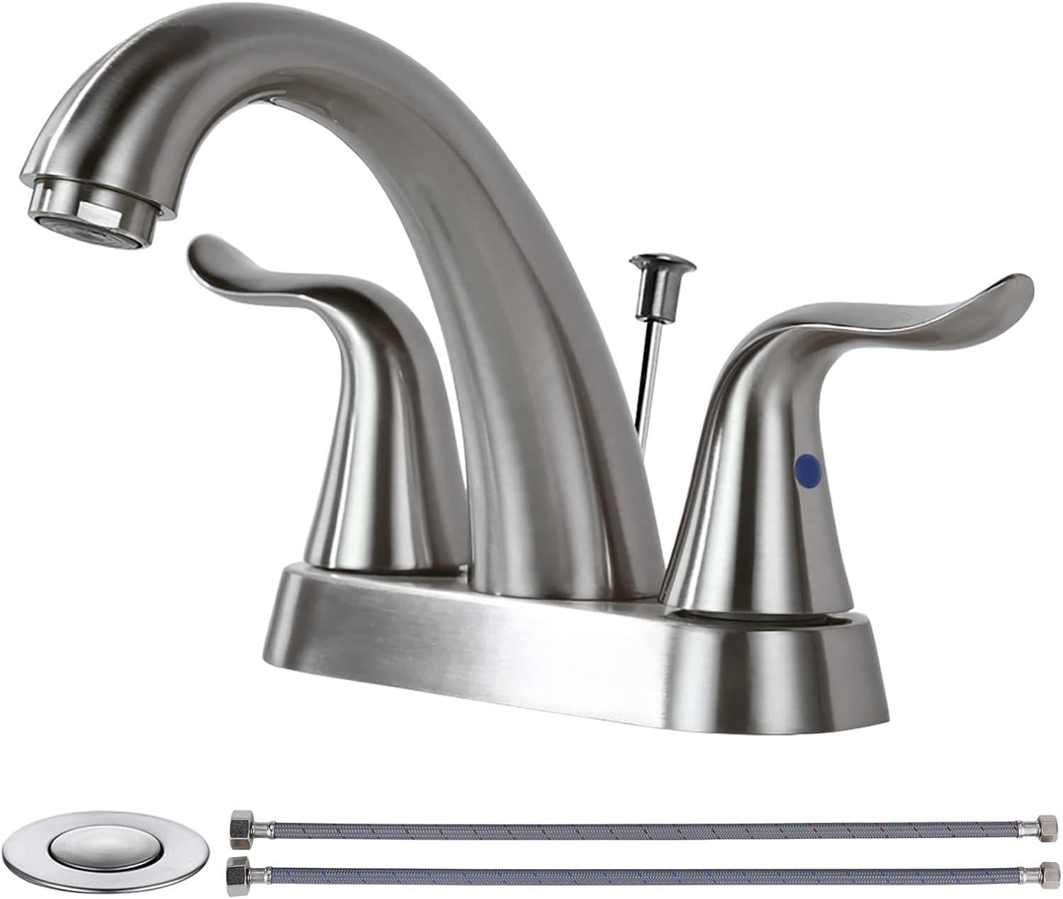 Centerset 2-handle Bathroom Faucet with Drain Assembly