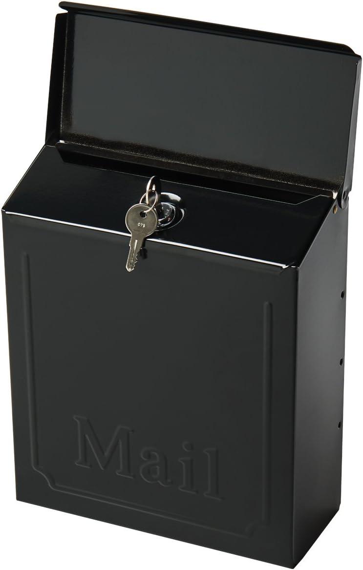 Architectural Mailboxes Townhouse Locking, Galvanized Steel, Small, Wall-Mount Mailbox in Black